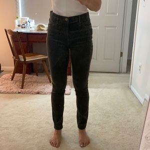 High waisted skinny green corduroy pants